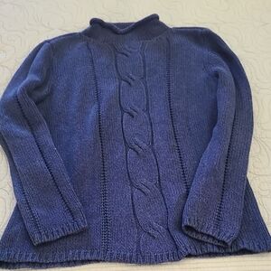 Elegant Blue Cowl Neck Sweater